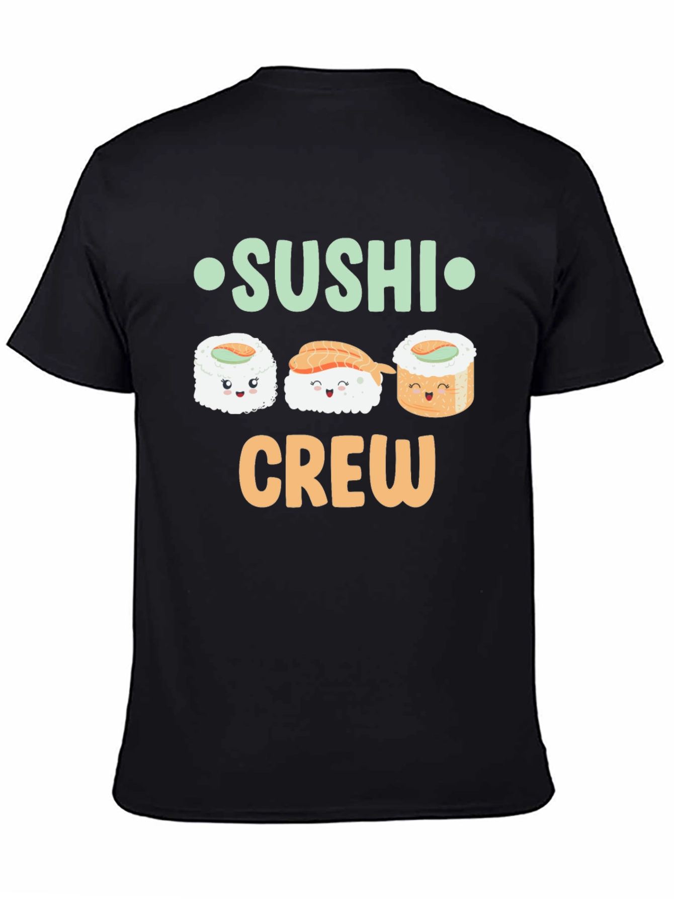 Sushi Crew Cute Graphic Tee - Unisex Black T-Shirt