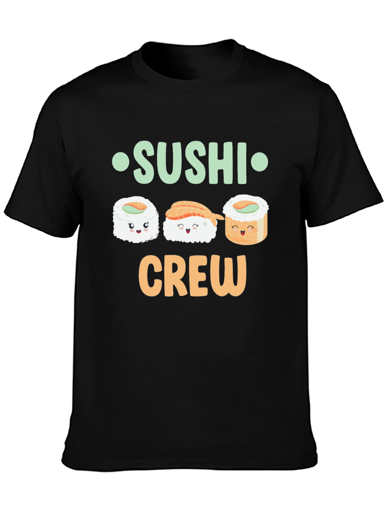 Sushi Crew Cute Graphic Tee - Unisex Black T-Shirt