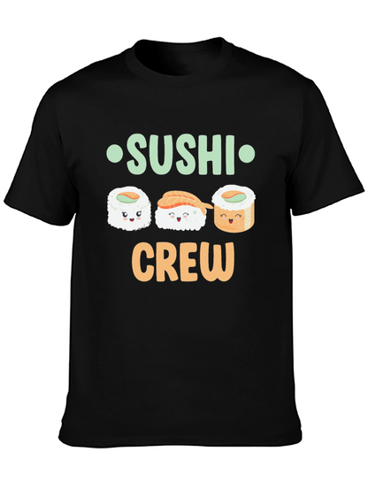 Sushi Crew Cute Graphic Tee - Unisex Black T-Shirt