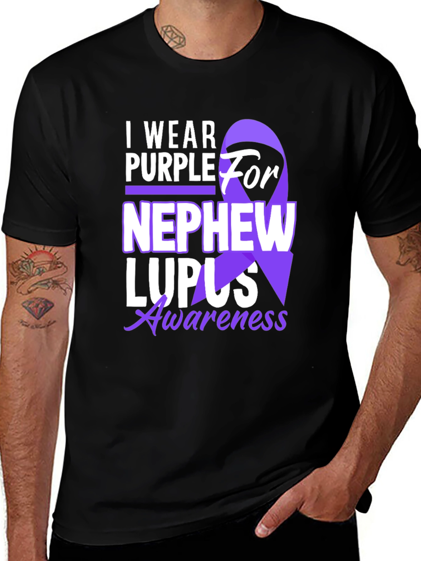 Purple Ribbon Lupus Awareness Graphic T-Shirt
