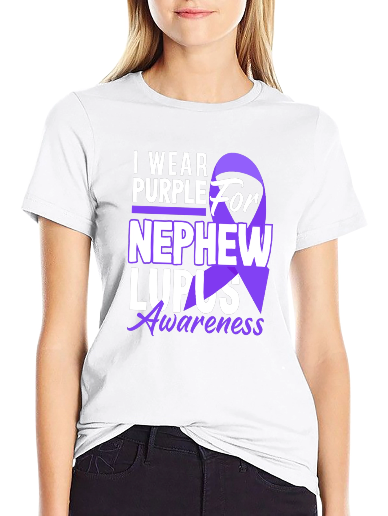 Purple Ribbon Lupus Awareness Graphic T-Shirt