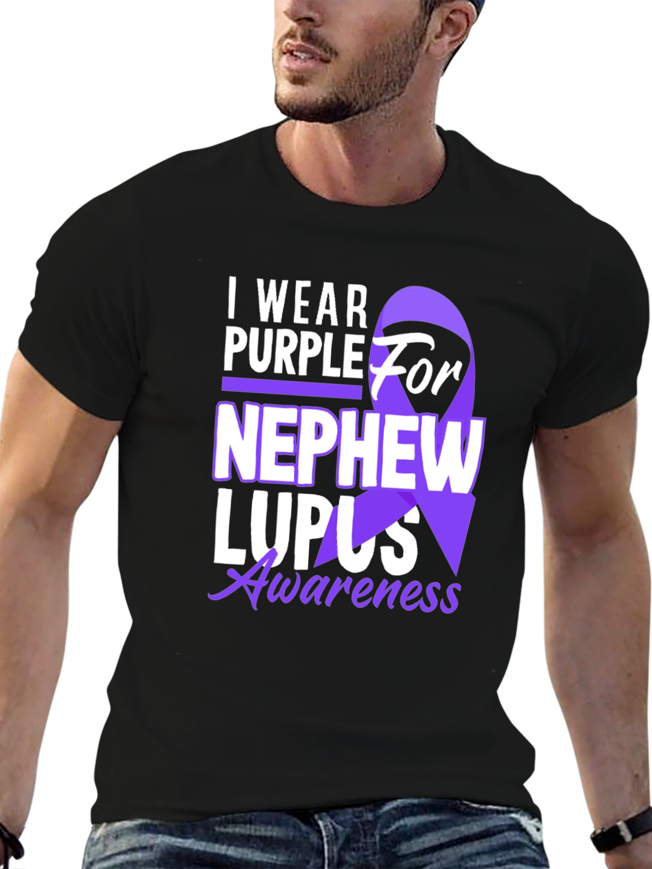 Purple Ribbon Lupus Awareness Graphic T-Shirt
