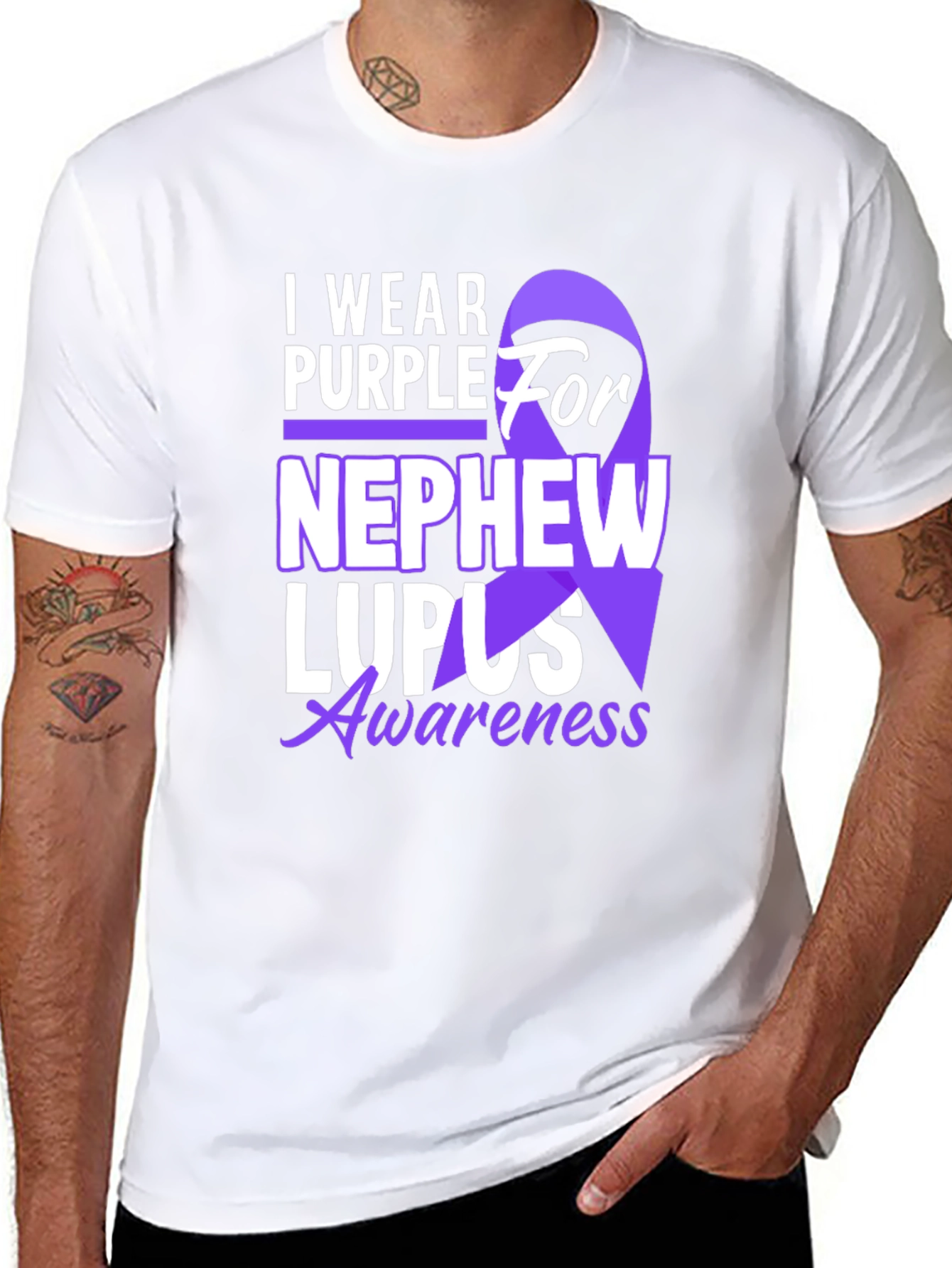 Purple Ribbon Lupus Awareness Graphic T-Shirt