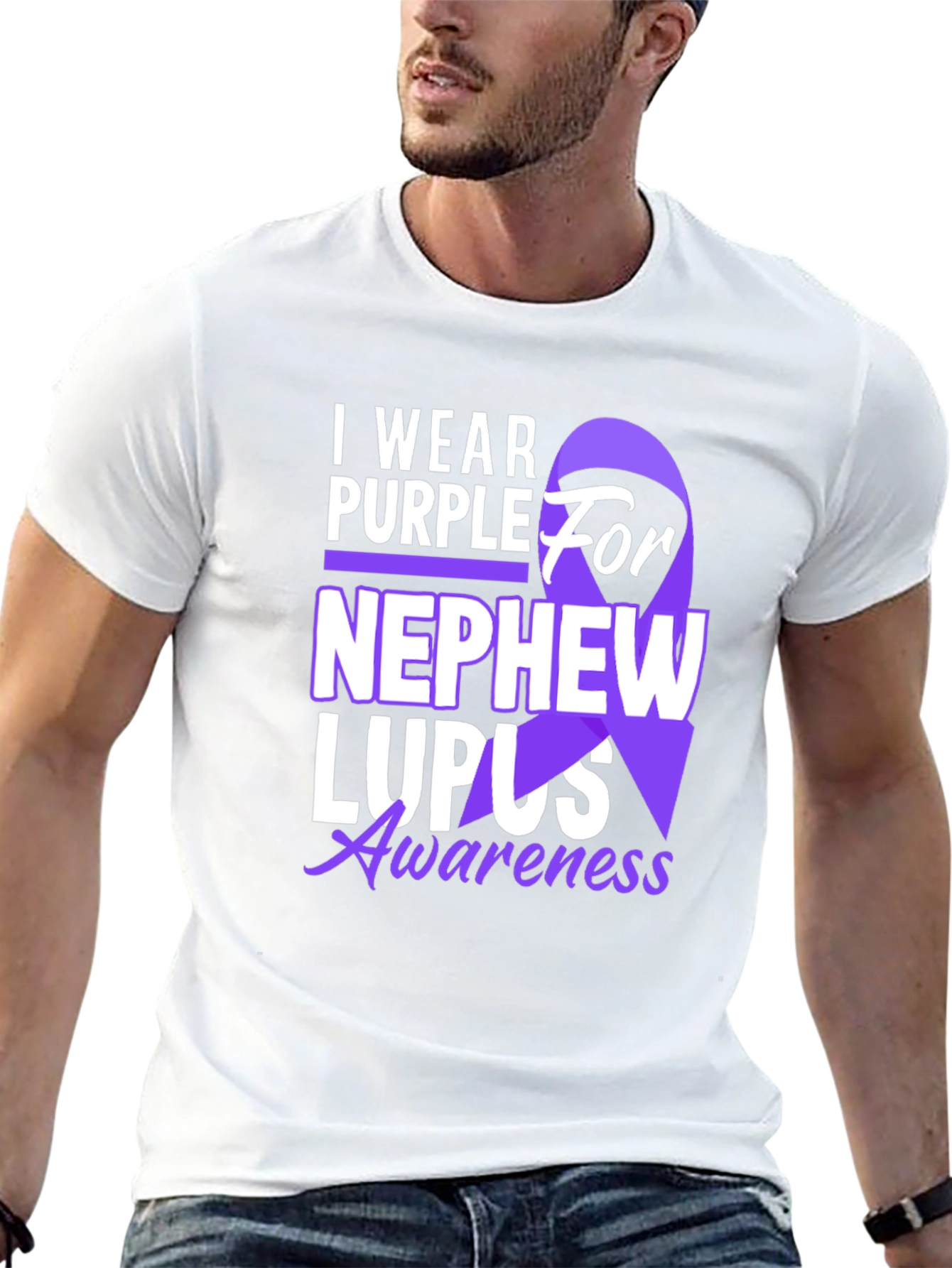 Purple Ribbon Lupus Awareness Graphic T-Shirt