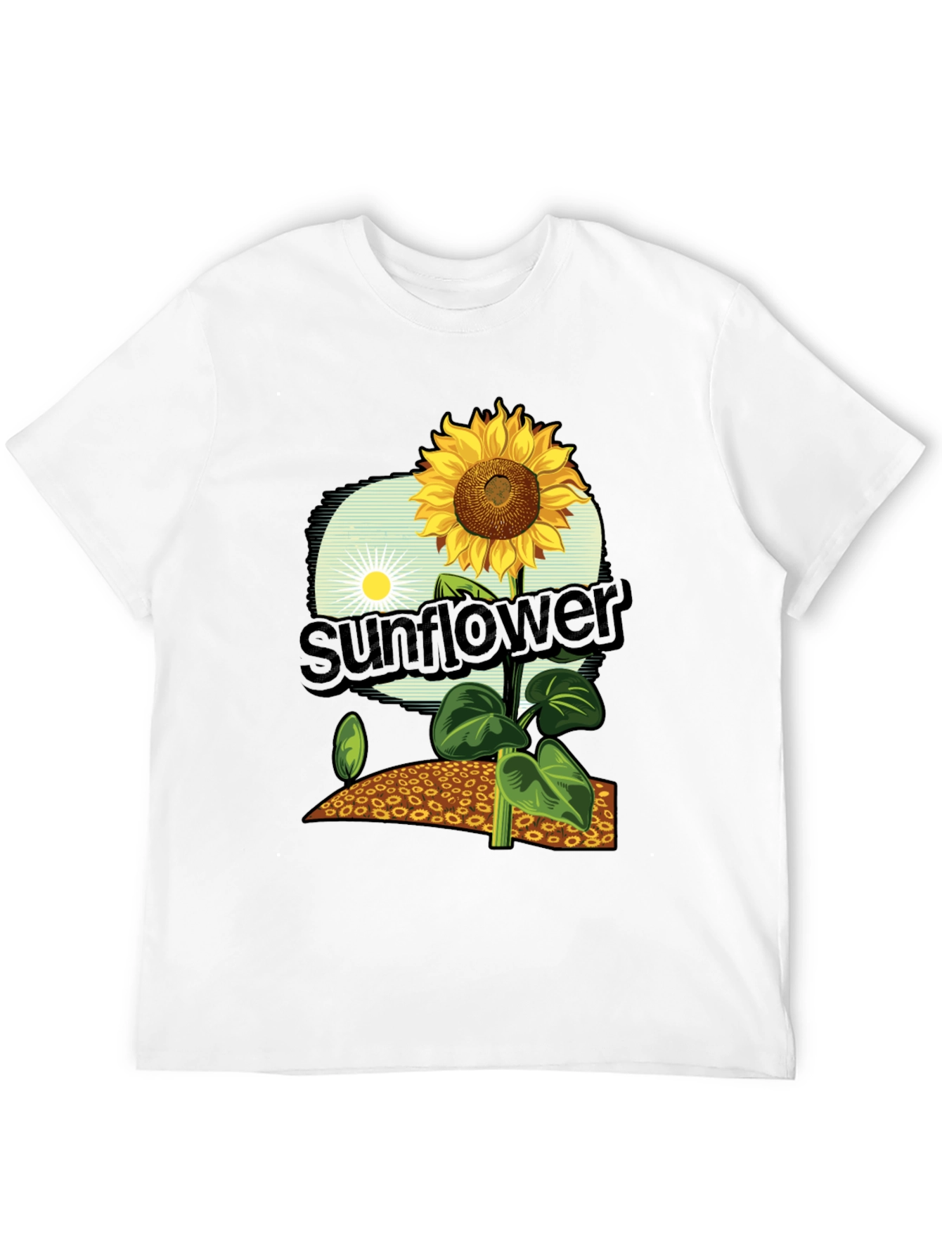 Sunflower Graphic Print T-Shirt - Black Cotton Tee