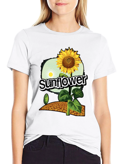 Sunflower Graphic Print T-Shirt - Black Cotton Tee