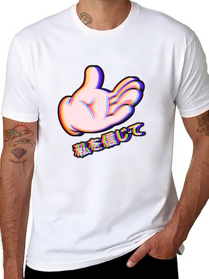 Cartoon Hand Graphic Black Tee - Trust Me Design