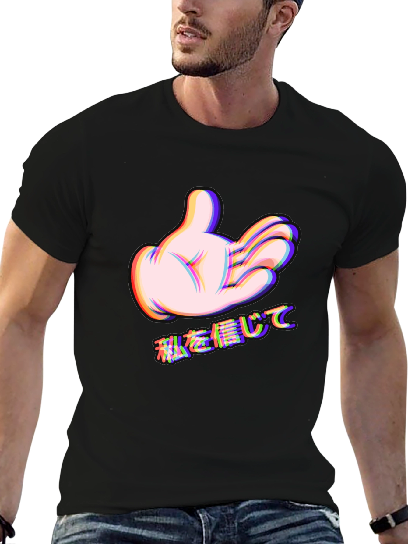 Cartoon Hand Graphic Black Tee - Trust Me Design