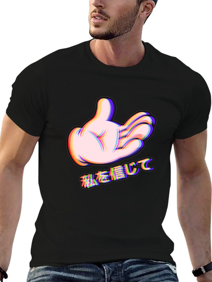 Cartoon Hand Graphic Black Tee - Trust Me Design