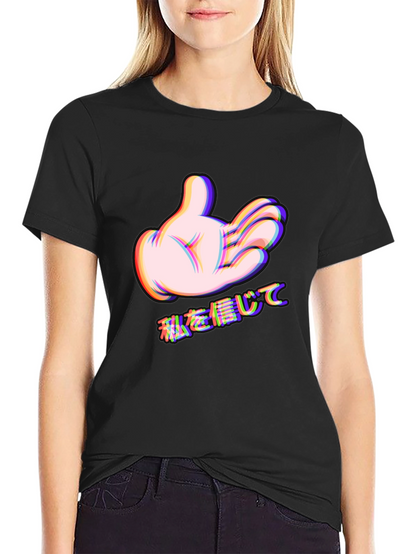 Cartoon Hand Graphic Black Tee - Trust Me Design