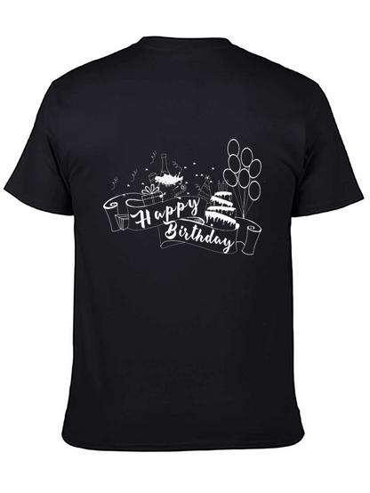 Happy Birthday T-Shirt - Black Crew Neck Tee