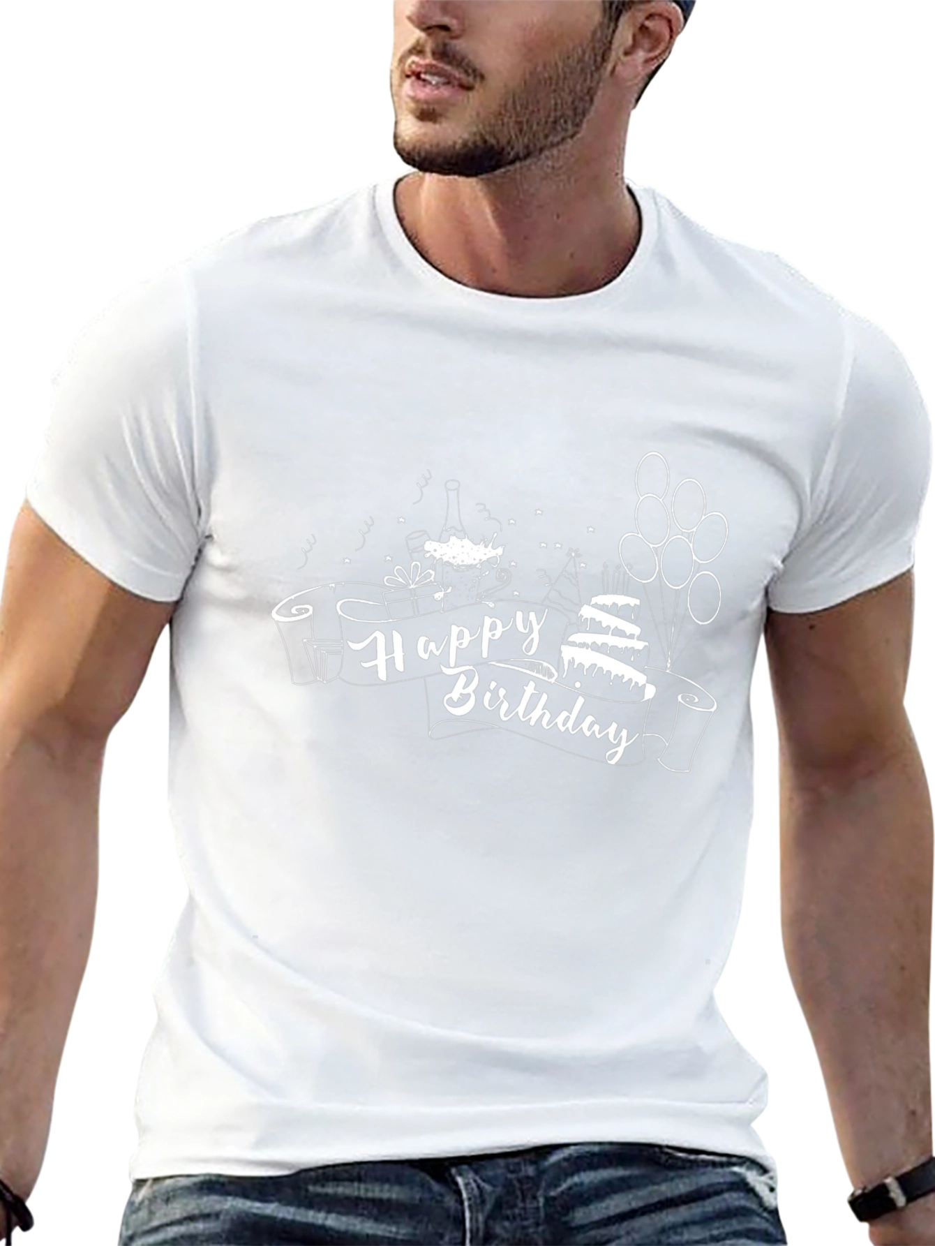 Happy Birthday T-Shirt - Black Crew Neck Tee
