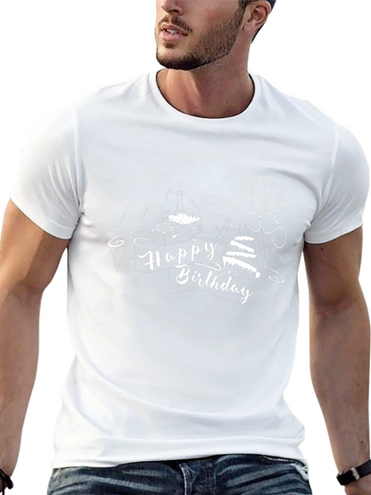 Happy Birthday T-Shirt - Black Crew Neck Tee