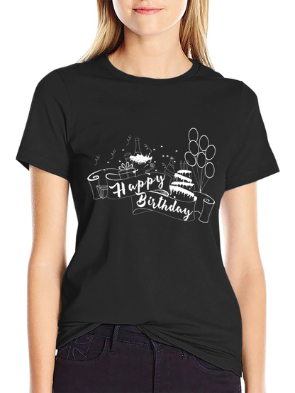 Happy Birthday T-Shirt - Black Crew Neck Tee