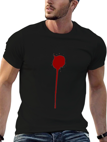 Mens Black T-Shirt with Red Splatter