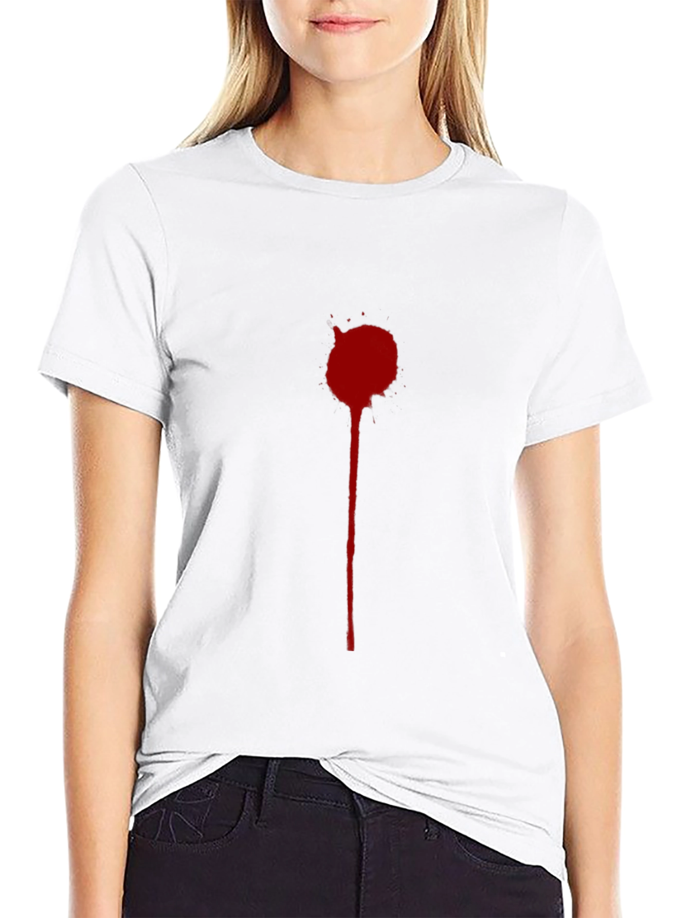 Mens Black T-Shirt with Red Splatter