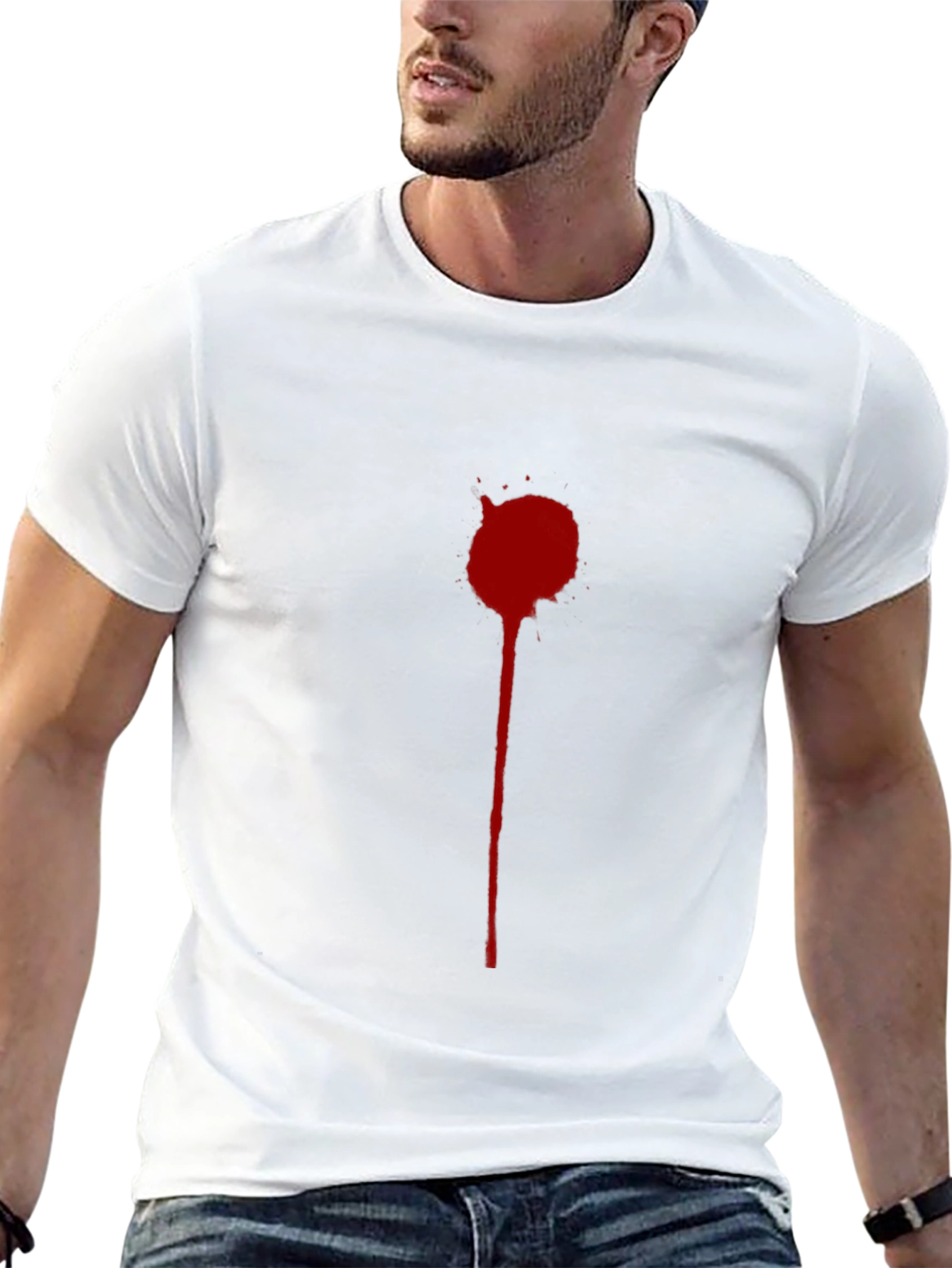 Mens Black T-Shirt with Red Splatter