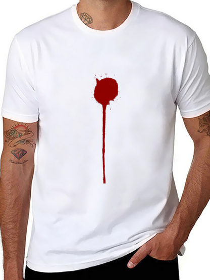 Mens Black T-Shirt with Red Splatter