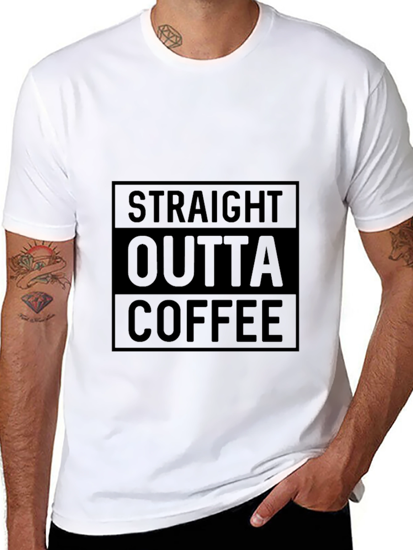 Straight Outta Coffee T-Shirt - Mens Black Graphic Tee
