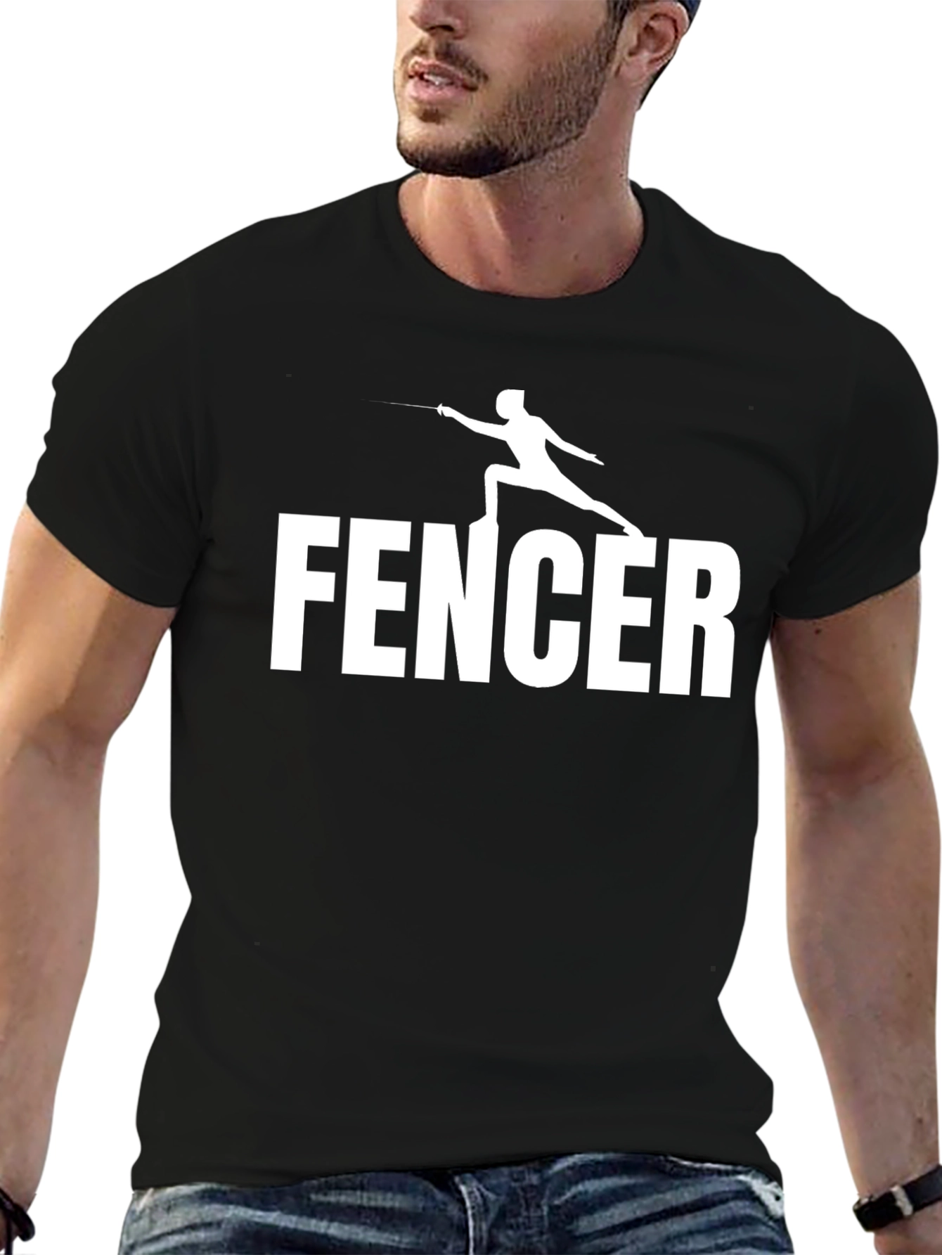 Fencer Graphic Tee - Black Cotton T-Shirt