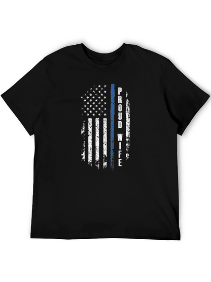 Proud Wife Distressed American Flag T-Shirt