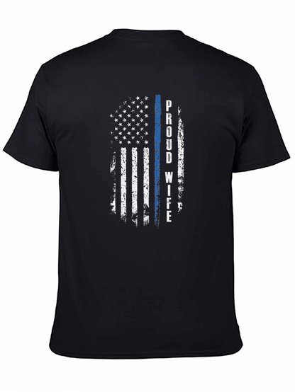 Proud Wife Distressed American Flag T-Shirt