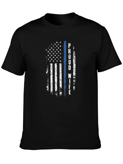 Proud Wife Distressed American Flag T-Shirt