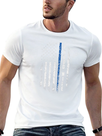 Proud Wife Distressed American Flag T-Shirt
