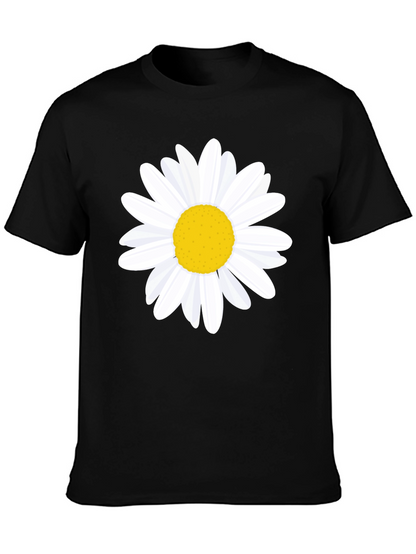 Daisy Graphic Tee - Black Cotton T-Shirt