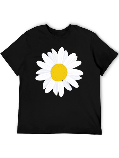 Daisy Graphic Tee - Black Cotton T-Shirt