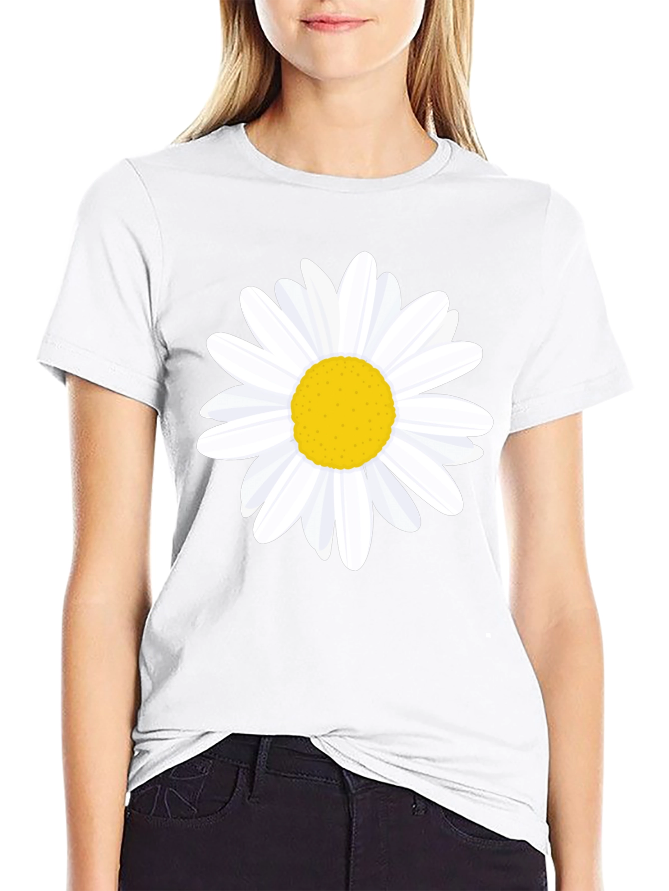 Daisy Graphic Tee - Black Cotton T-Shirt