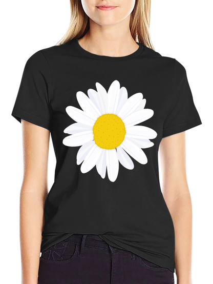 Daisy Graphic Tee - Black Cotton T-Shirt