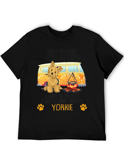 Avoid Stress Yorkie Camping T-Shirt