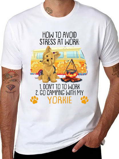 Avoid Stress Yorkie Camping T-Shirt