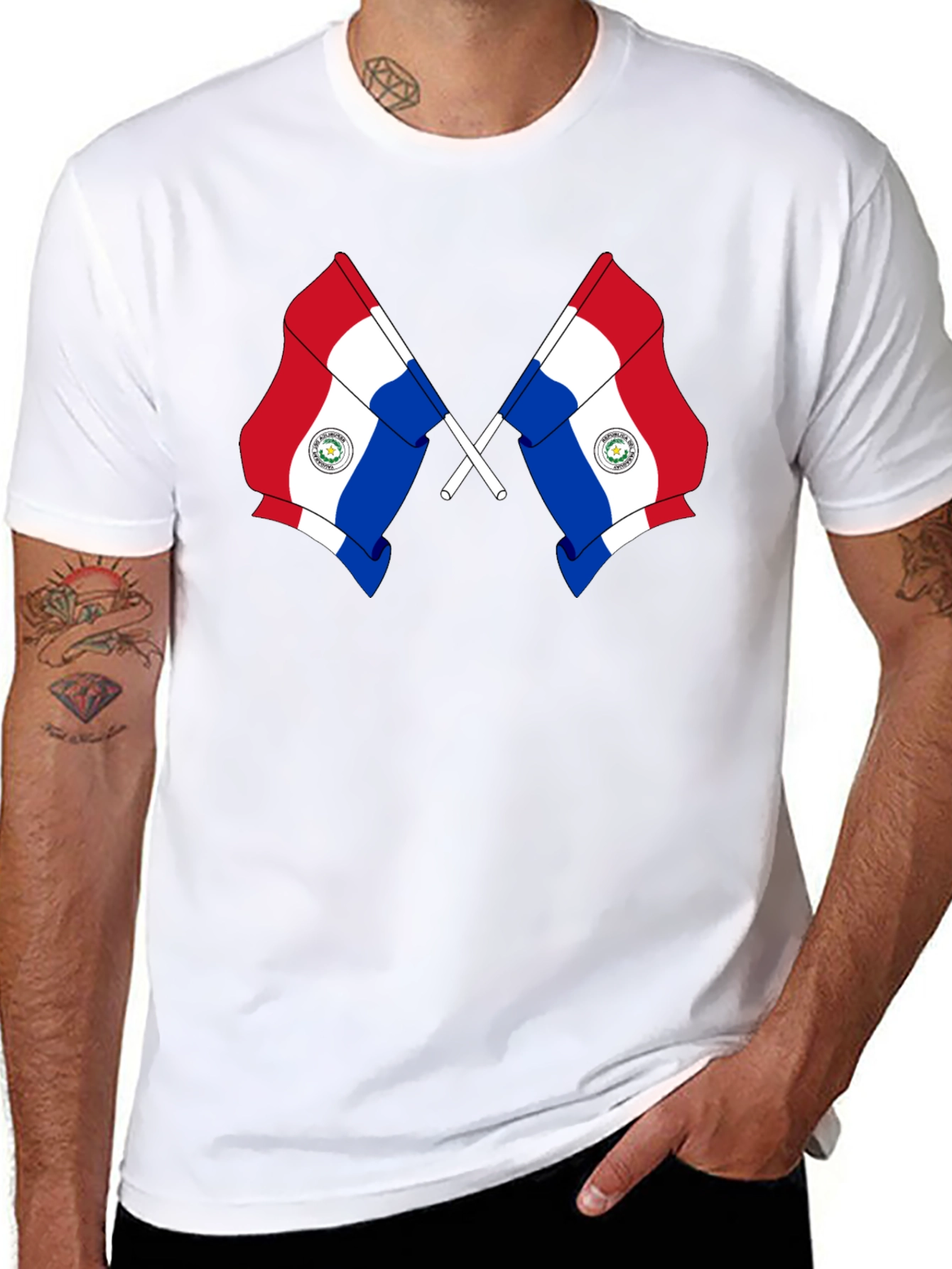 Paraguay Flag Graphic Tee - Black