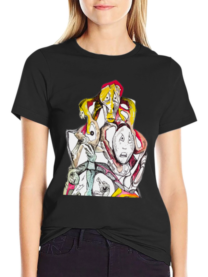 Abstract Faces Graphic Tee - Unique Design
