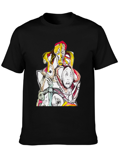 Abstract Faces Graphic Tee - Unique Design