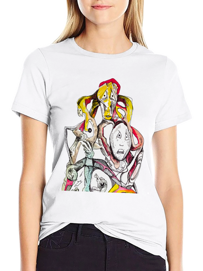 Abstract Faces Graphic Tee - Unique Design