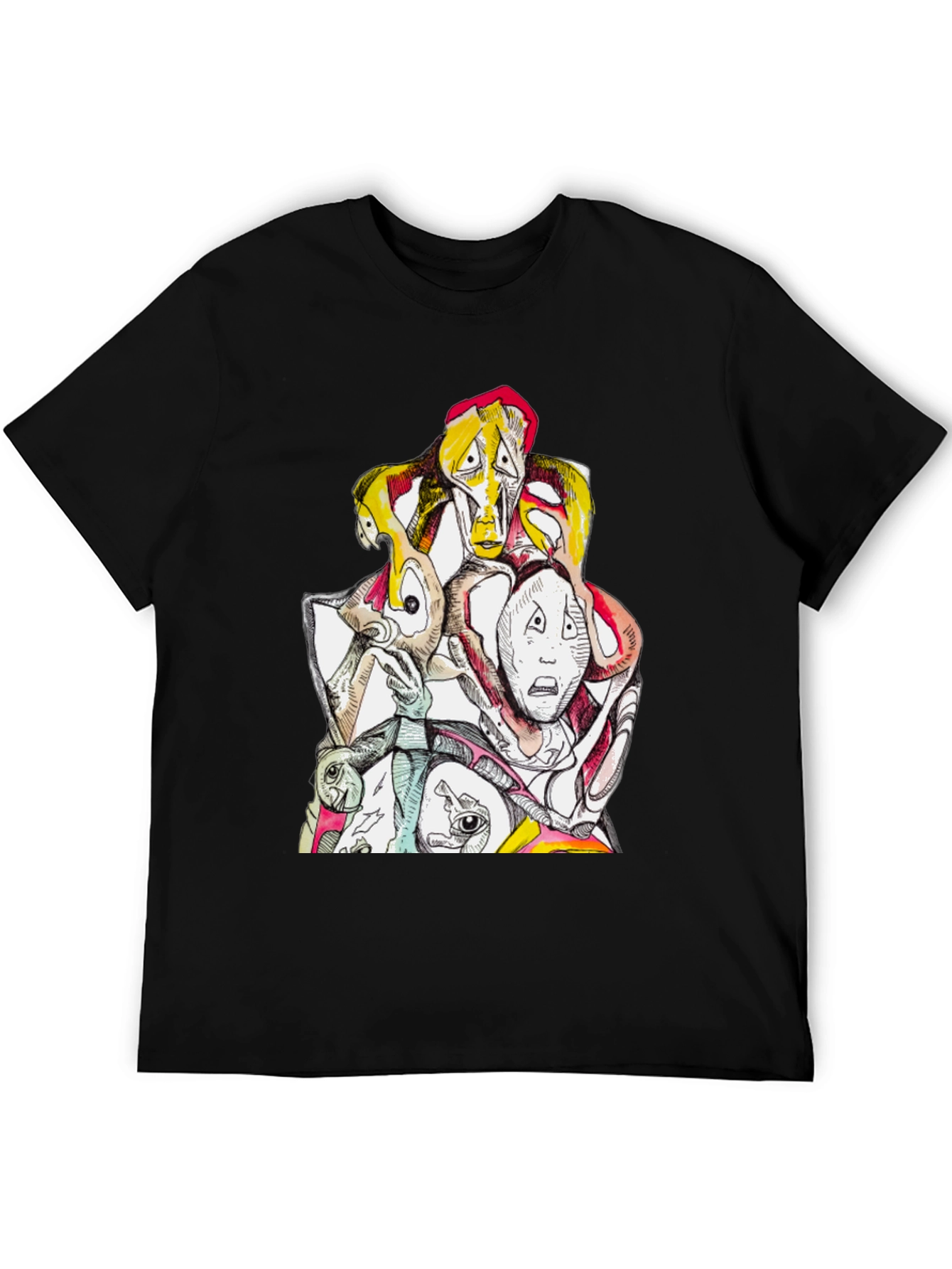 Abstract Faces Graphic Tee - Unique Design