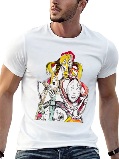 Abstract Faces Graphic Tee - Unique Design