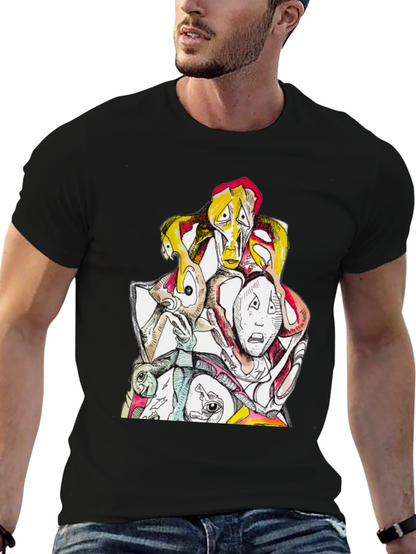 Abstract Faces Graphic Tee - Unique Design