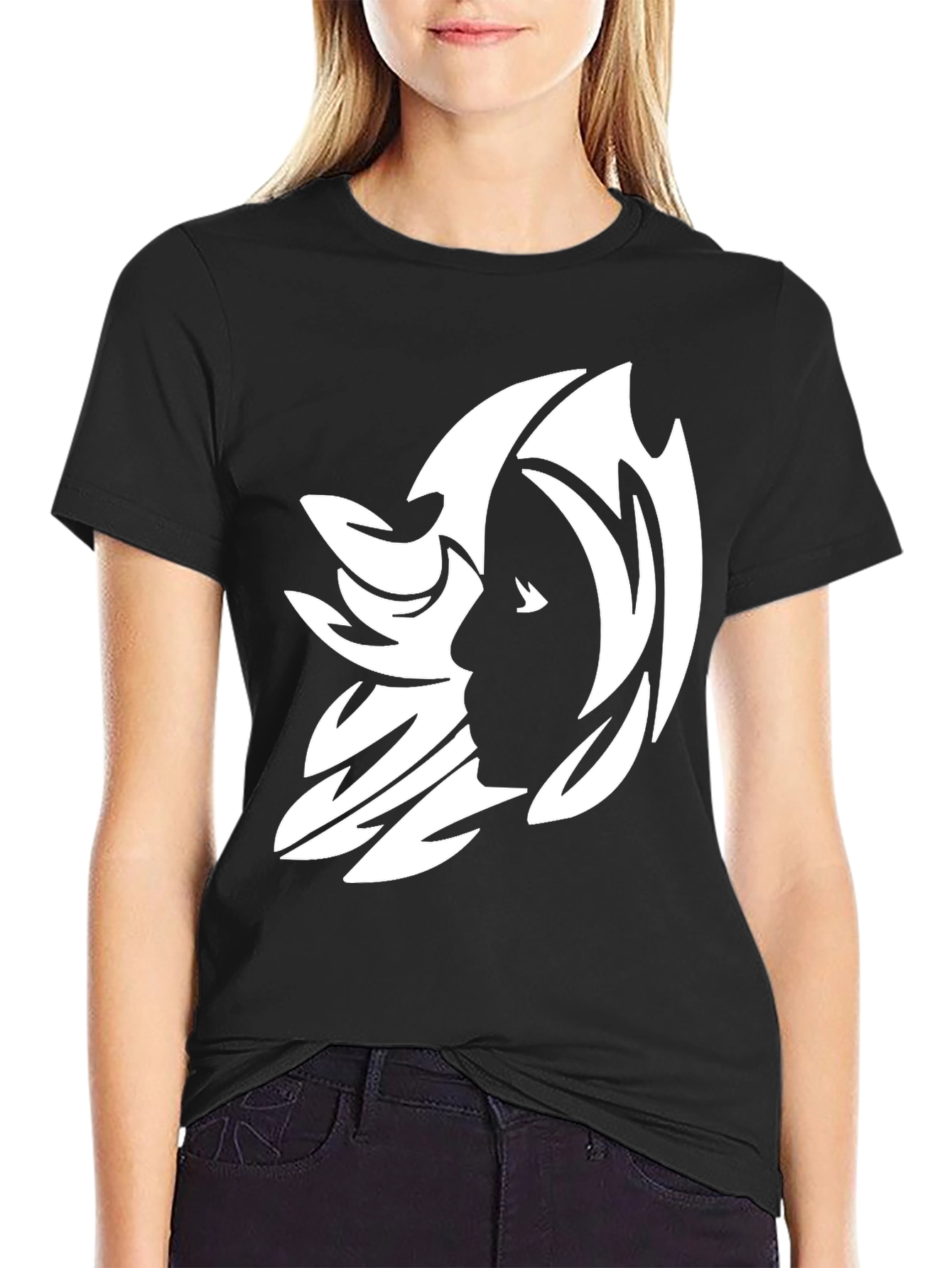 Abstract Silhouette Graphic Tee - Black