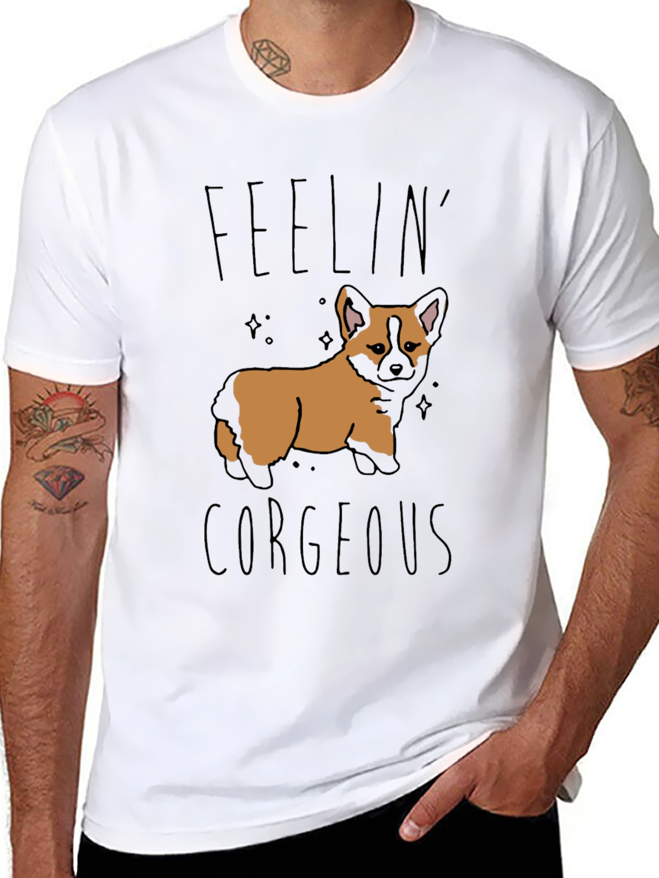 Feelin Corgeous Dog Graphic T-Shirt