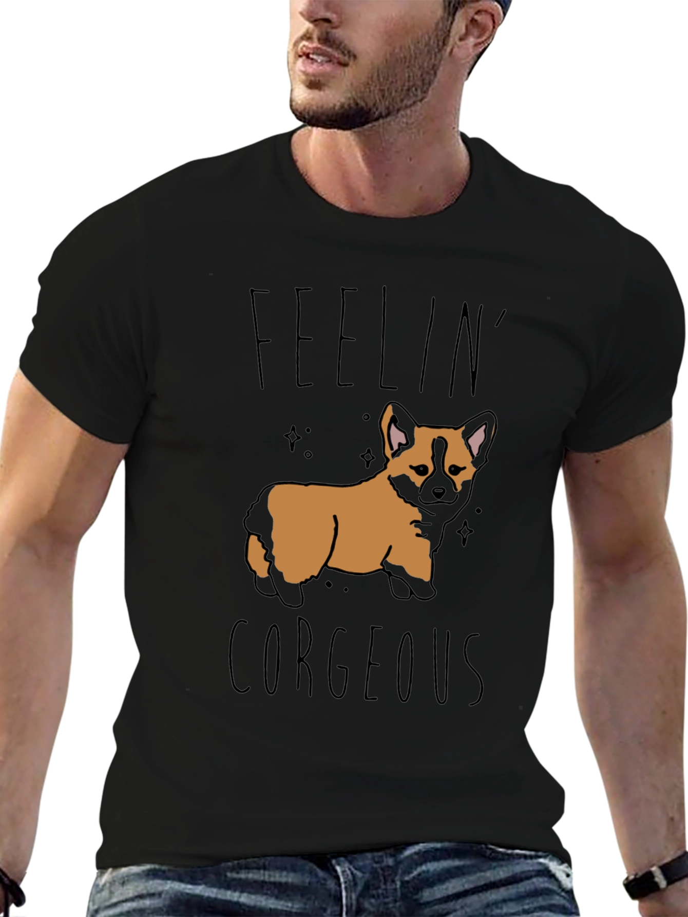Feelin Corgeous Dog Graphic T-Shirt