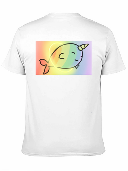 Rainbow Narwhal Graphic Tee - Black Cotton Blend