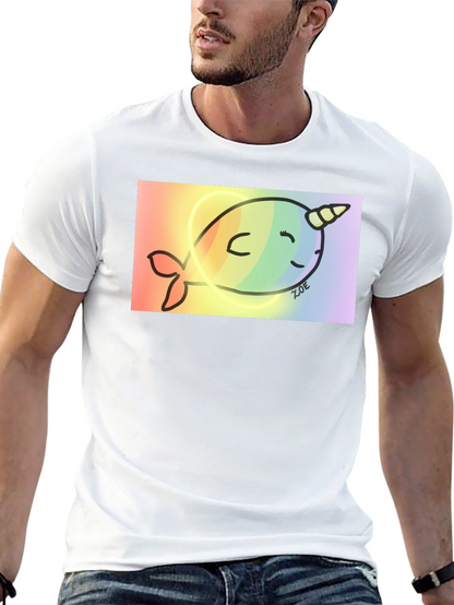 Rainbow Narwhal Graphic Tee - Black Cotton Blend