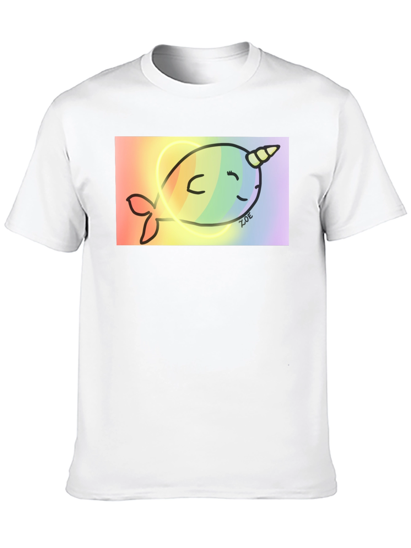 Rainbow Narwhal Graphic Tee - Black Cotton Blend
