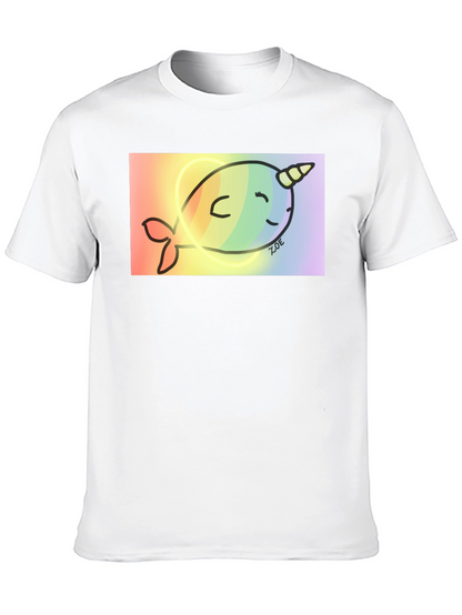 Rainbow Narwhal Graphic Tee - Black Cotton Blend