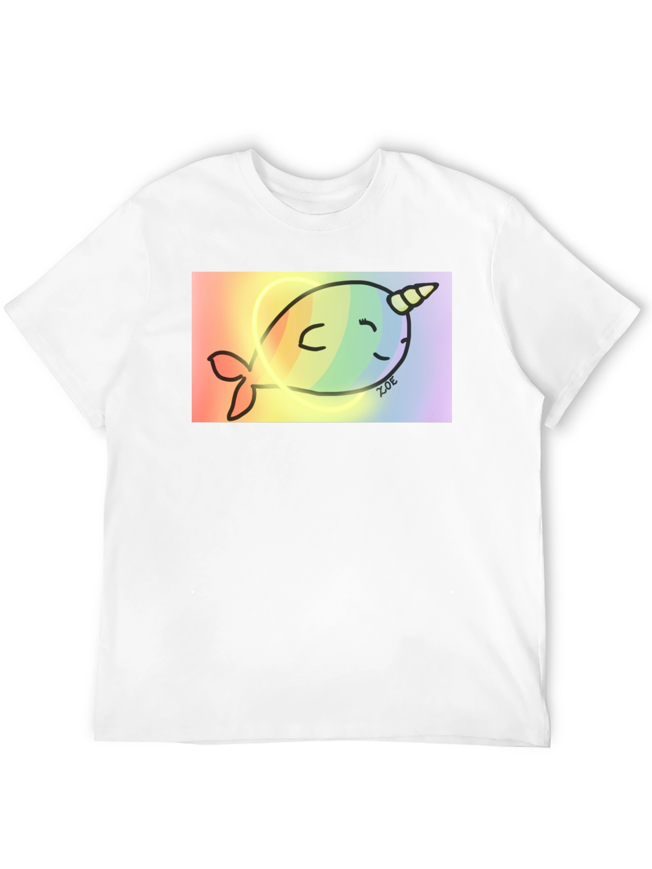 Rainbow Narwhal Graphic Tee - Black Cotton Blend