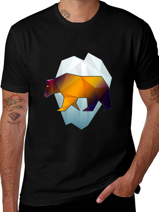 Geometric Bear Graphic Tee - Modern Black T-Shirt